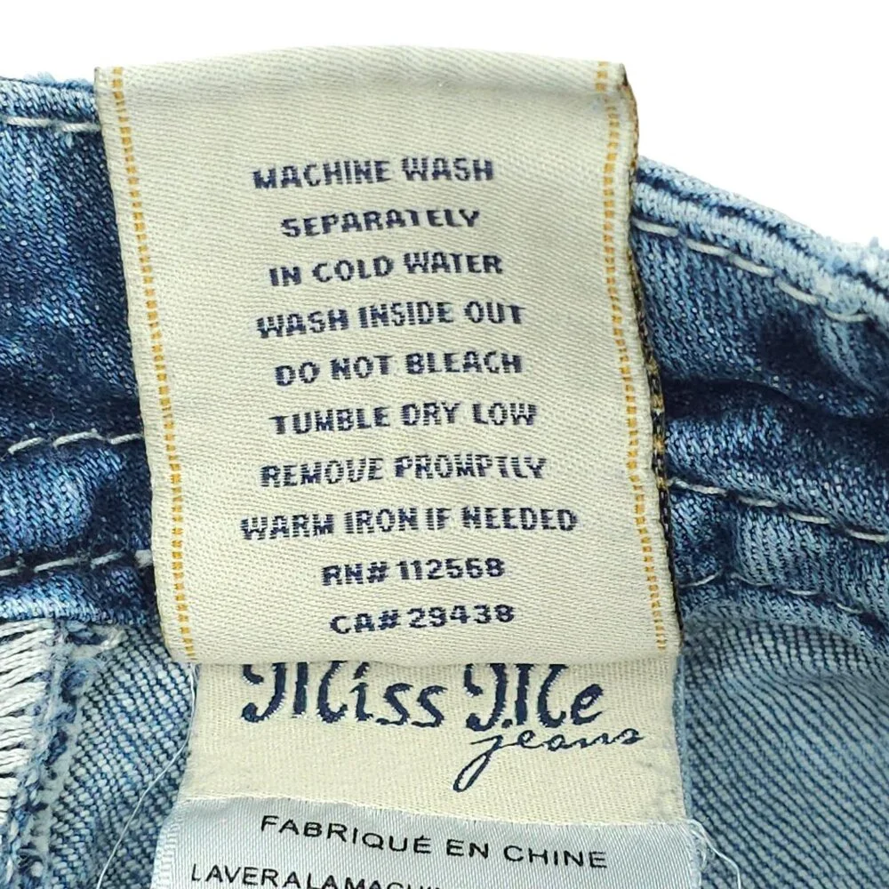 Miss Me Jeans Mid Rise Easy Boot Cut Faux Flap Size 30x29 READ Stretch Med Wash